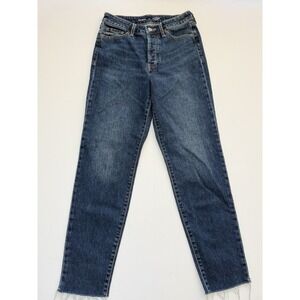 Old Navy Women's Straight High Rise Blue Denim Jeans 5-Pocket Button Zip 4 Tall